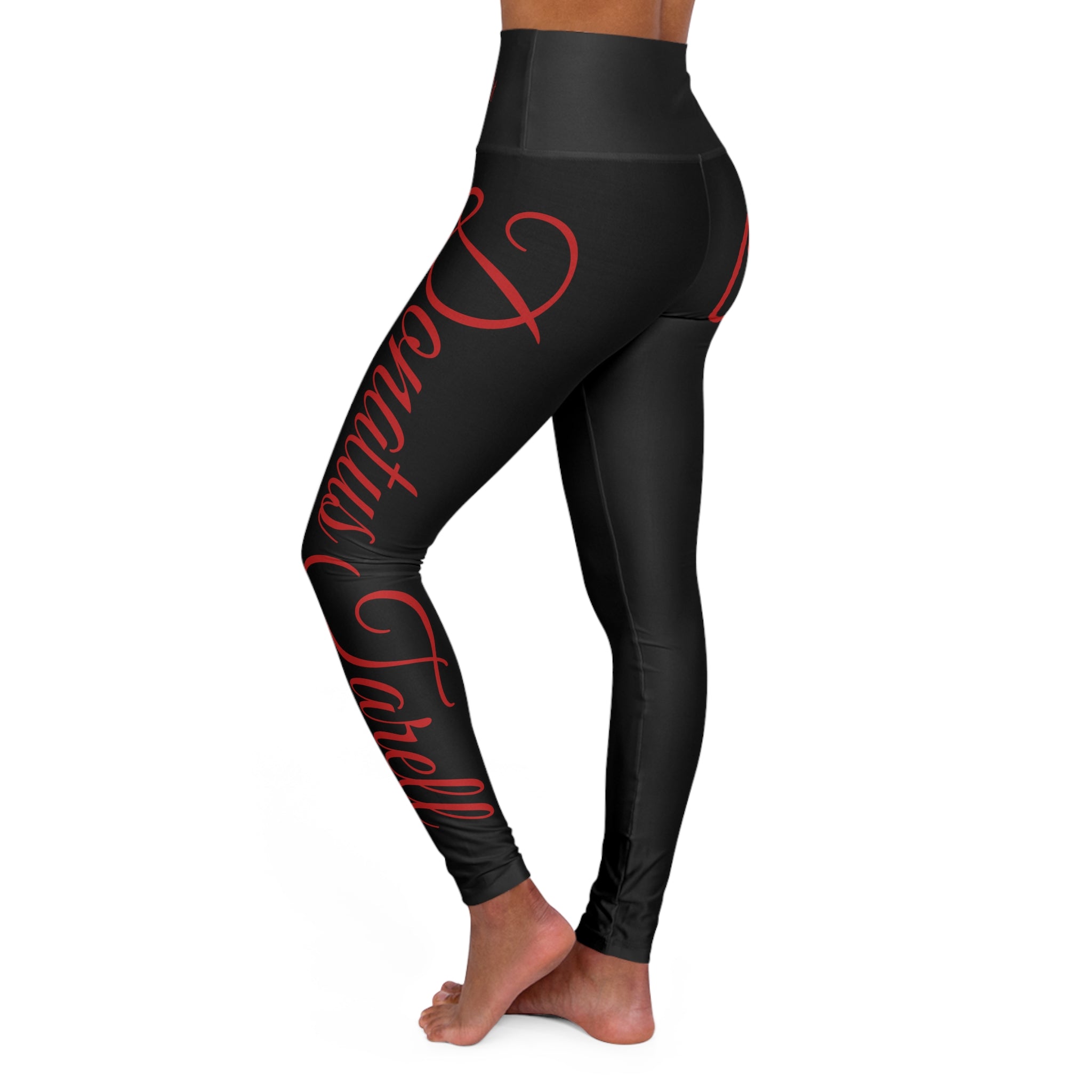 Candy Yoga Leggings – Black w/ Red Script