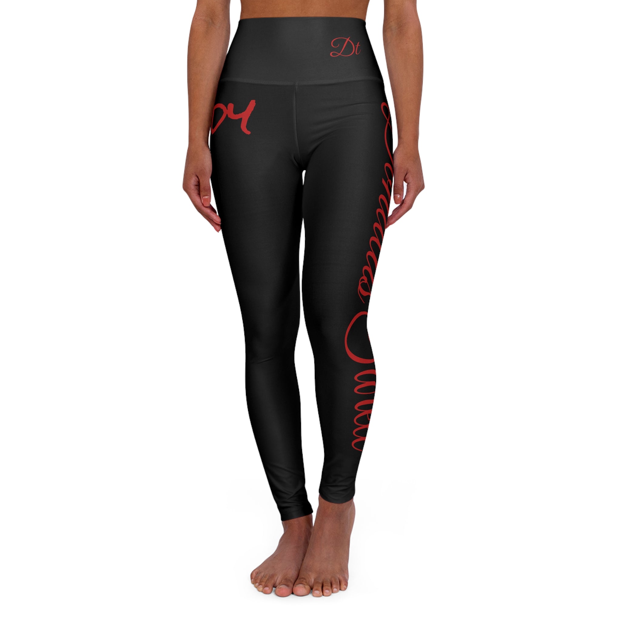 Candy Yoga Leggings – Black w/ Red Script