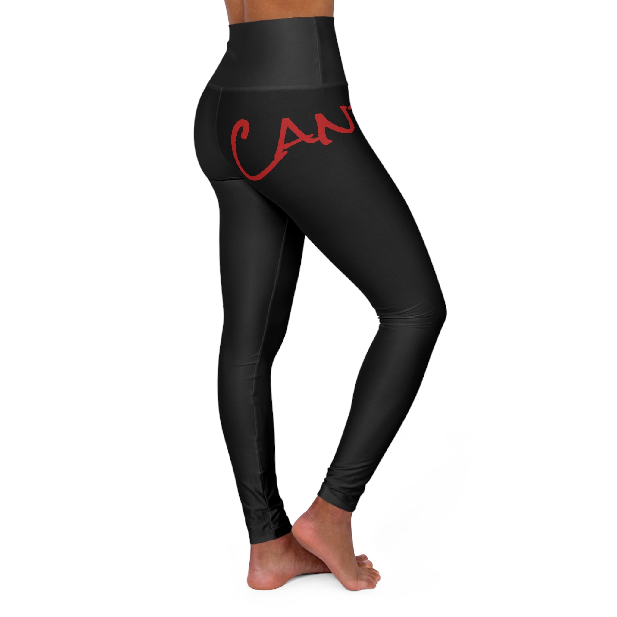 Candy Yoga Leggings – Black w/ Red Script
