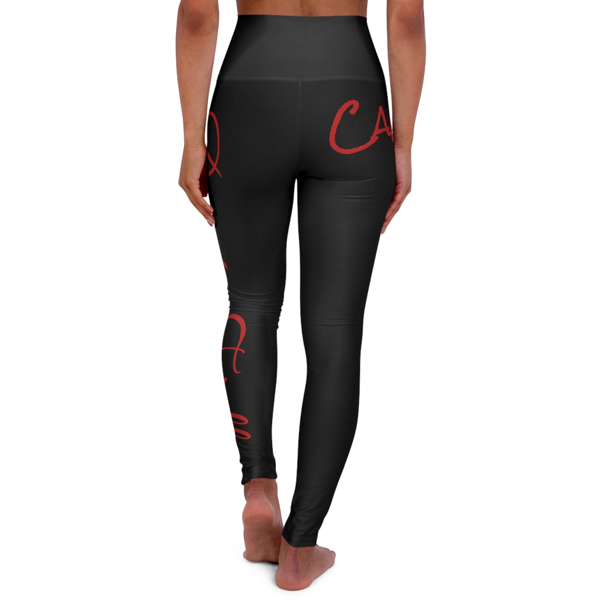 Candy Yoga Leggings – Black w/ Red Script