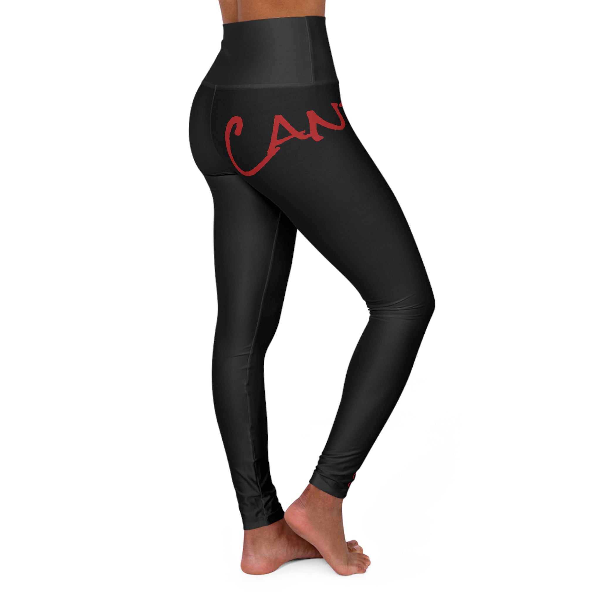 Candy Yoga Leggings - Black w/ Red Script