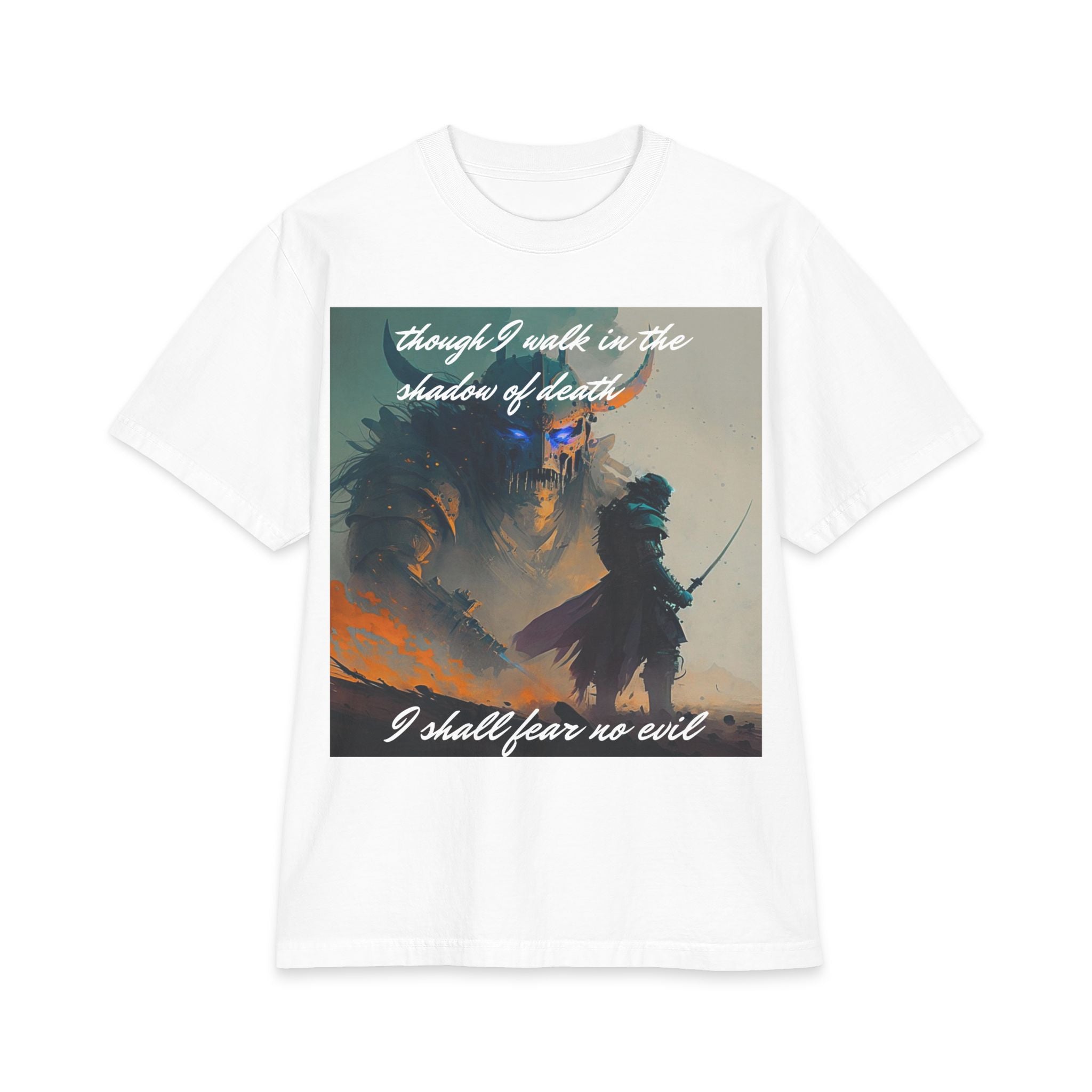 Medieval Knight Graphic Tee — "Though I Walk in the Shadow of Death, I Shall Fear No Evil"